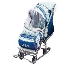 Санки-коляска Умка У3-2/4 Скандинавский, синий - фото