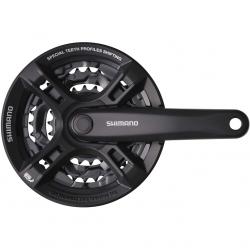Шатуны Shimano Tourney M171, 170мм, кв, 42/34/24, защ, черн. - фото