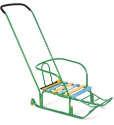 Санки детские "ТЯНИ-ТОЛКАЙ" №9 с колесиками (зеленый) - фото
