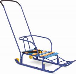 Санки детские "ТЯНИ-ТОЛКАЙ" №9 с колесиками (синий) - фото