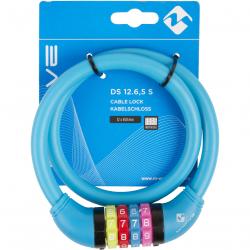 Замок M-Wave тросовый, кодовый, цветные символы, 12x650 мм, силиконовый синий, 5-231054 - фото
