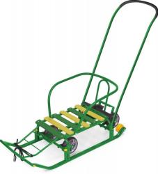 Санки Тимка 5 Универсал зеленый /Ника/ спинка, толкатель, колеса Т5У/З2 - фото