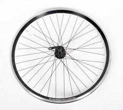 Колесо 26" переднее(без резины), двойной алюм.обод 36 отв, втулка KT-MD7F алюм.6 болтов под диск.тор - фото