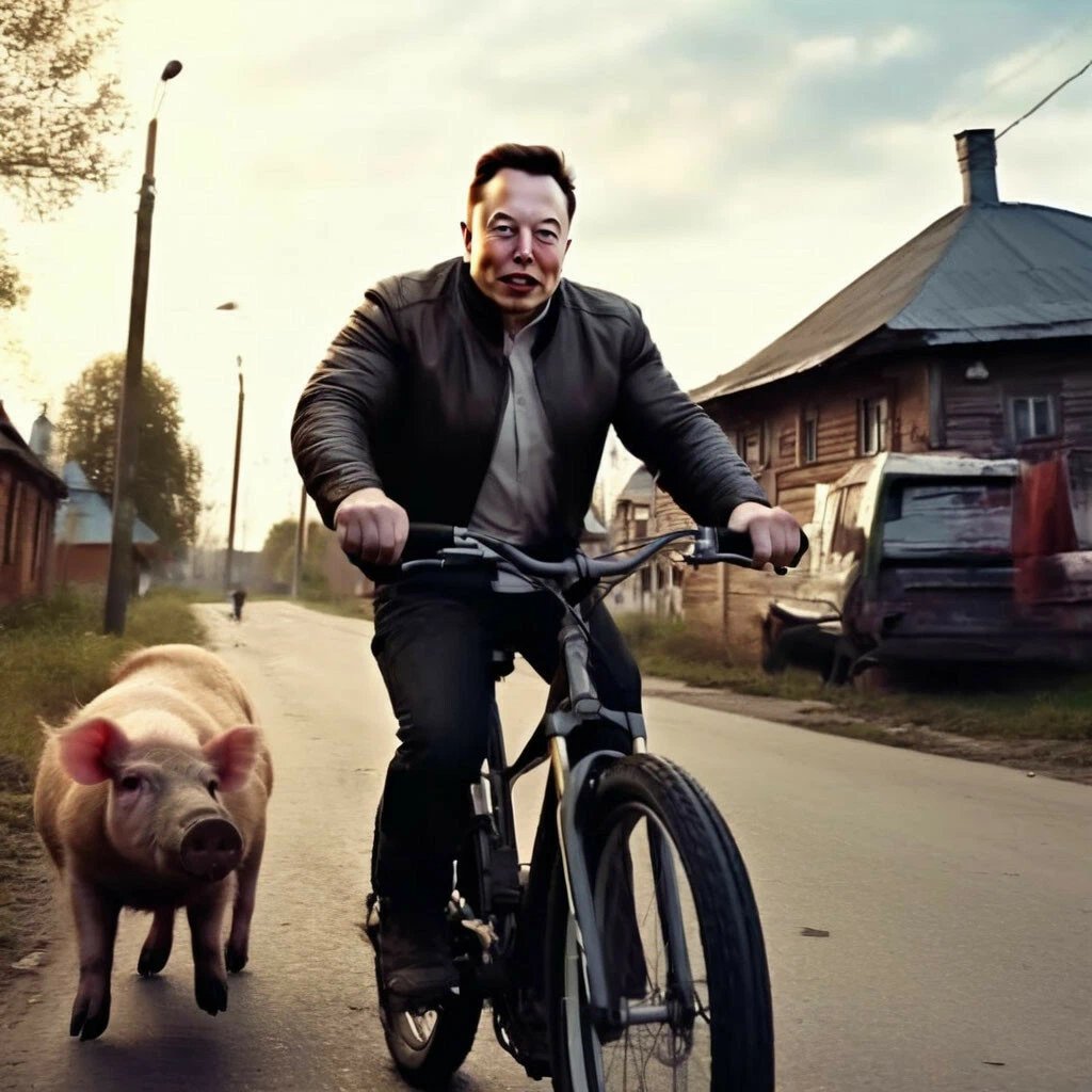 Илон Маск на велосипеде