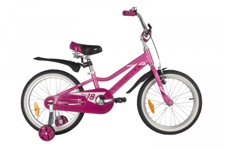 Велосипед NOVATRACK NOVARA 18" (2022) (Велосипед NOVATRACK 18" NOVARA алюм., розовый, пер.руч., зад.нож. тормоз, короткие крылья, полная за)
