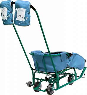 Санки детские "Тимка 5УН" с набором аксессуаров, Т5УН/К, капри в клетку - фото