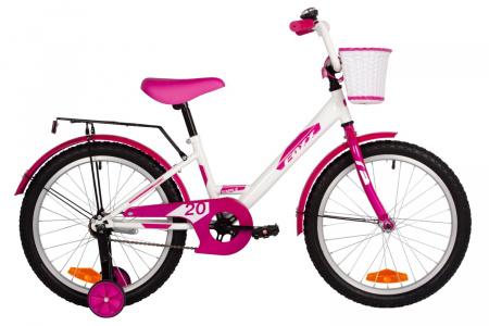 Велосипед Foxx Simple 20 (2025) (Велосипед FOXX 20" SIMPLE белый, сталь, тормоз нож, крылья, багажник, защ.цепи, передняя корз)