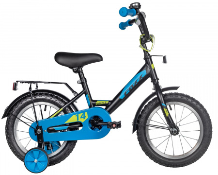 Велосипед Foxx Simple 14 (2025) (Велосипед FOXX 14" SIMPLE чёрный, сталь, тормоз нож, крылья, багажник, полная защ.цепи)