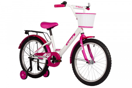 Велосипед Foxx Simple 20 (2025) (Велосипед FOXX 20" SIMPLE белый, сталь, тормоз нож, крылья, багажник, защ.цепи, передняя корз)
