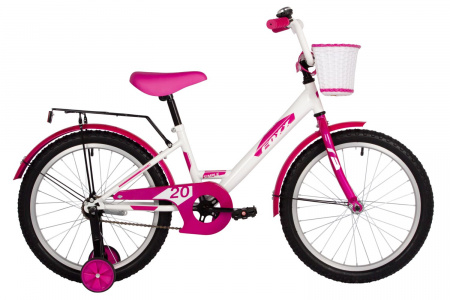 Велосипед Foxx Simple 20 (2025) (Велосипед FOXX 20" SIMPLE белый, сталь, тормоз нож, крылья, багажник, защ.цепи, передняя корз)