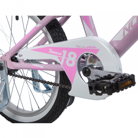 Велосипед NOVATRACK NOVARA 18" (2019) (Велосипед NOVATRACK 18", NOVARA, алюм., розовый, тормоз нож, короткие крылья, нет багажника)