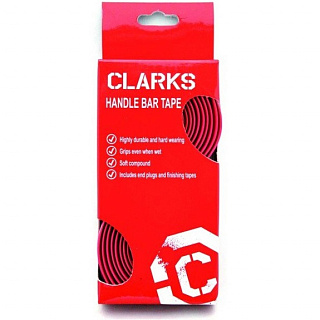Лента на руль Clark`s CHBT, корковая + крепеж + заглушки, толщина 3мм, красная, 3-121 - фото