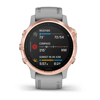 Часы GARMIN Fenix 6S Sapphire (Rose Gold/Gray Band) - фото