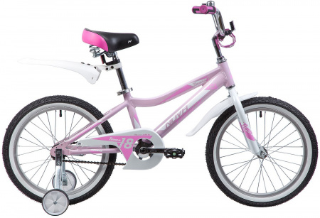 Велосипед NOVATRACK NOVARA 18" (2019) (Велосипед NOVATRACK 18", NOVARA, алюм., розовый, тормоз нож, короткие крылья, нет багажника)