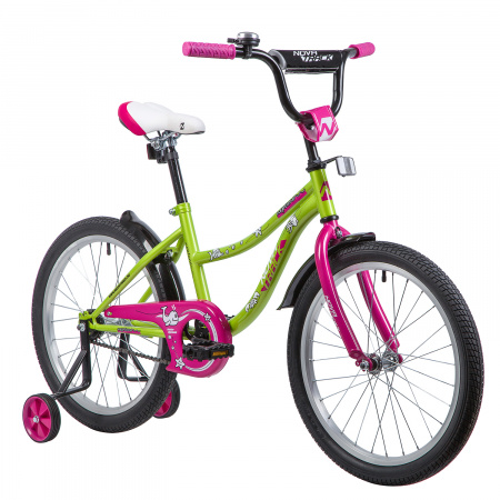 Велосипед NOVATRACK NEPTUNE 20" (2019) (Велосипед NOVATRACK 20", NEPTUNE салатовый, защита А-тип, тормоз нож., короткие крылья, нет багажни)