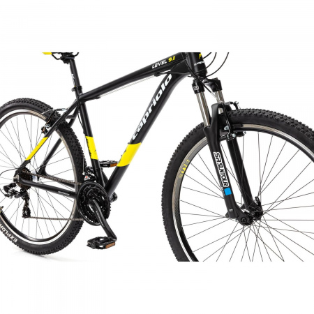 Велосипед CAPRIOLO LEVEL 9.1 29'' (2023) (Велосипед CAPRIOLO MTB LEVEL 9.1, рама алюминий 21'', колёса 29'' (чёрный (мат)-жёлтый), 921546-21)