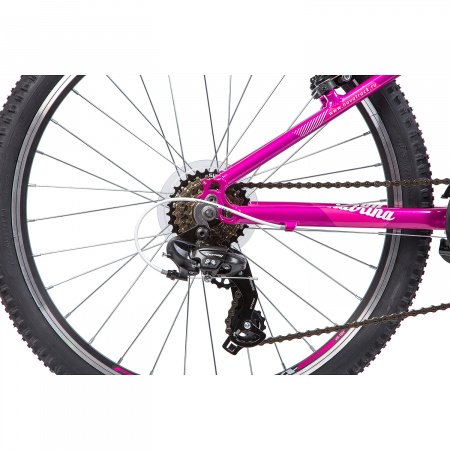 Велосипед NOVATRACK KATRINA 24" (2019) (Велосипед NOVATRACK 24" KATRINA, алюм.рама 12" фиолетовый, 21-скор, TY300/TS38/TZ500, V-brake)