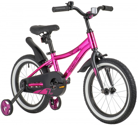 NOVATRACK PRIME 16" (2020) (Велосипед NOVATRACK 16" PRIME алюм., розовый металлик,  полная защита цепи, ножной тормоз, короткие )