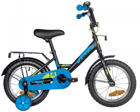 Велосипед Foxx Simple 14 (2025) (Велосипед FOXX 14" SIMPLE чёрный, сталь, тормоз нож, крылья, багажник, полная защ.цепи)