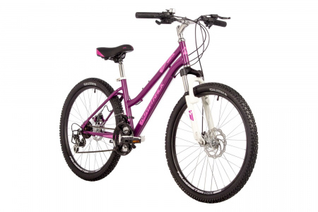 Велосипед Novatrack Jenny Pro D 24" (2023) (Велосипед NOVATRACK 24" JENNY PRO сталь 14'', вишневый, 18 скор. TY21/TS-38/TZ500/SG-6S, диск.торм S)