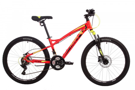 Велосипед Novatrack Tornado 24" (2024) (Велосипед NOVATRACK 24" TORNADO HD, алюм.рама 13", красный, 21-скор, TY200/TS38/TY300, гидравл.торм.)